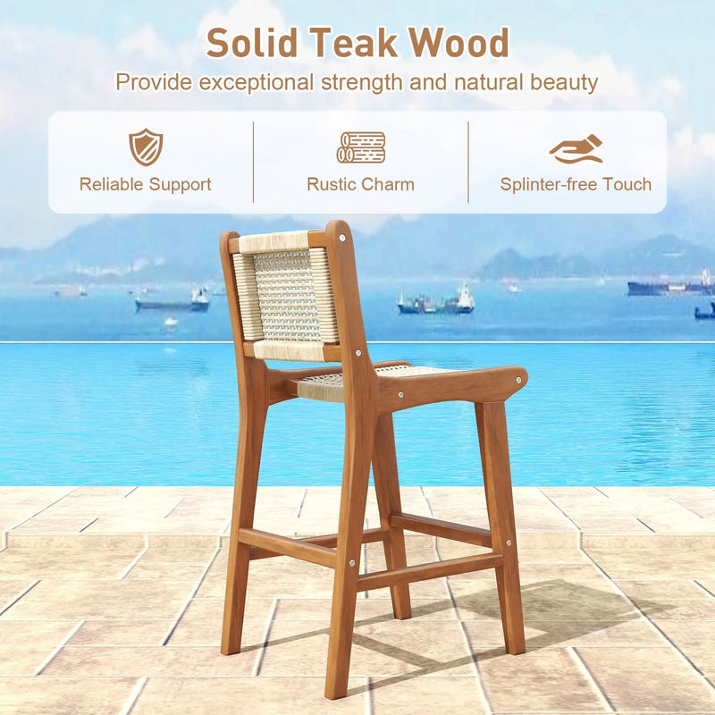 Outdoor Counter Height Bar Stool with Teak Wood Frame by DirectDeals