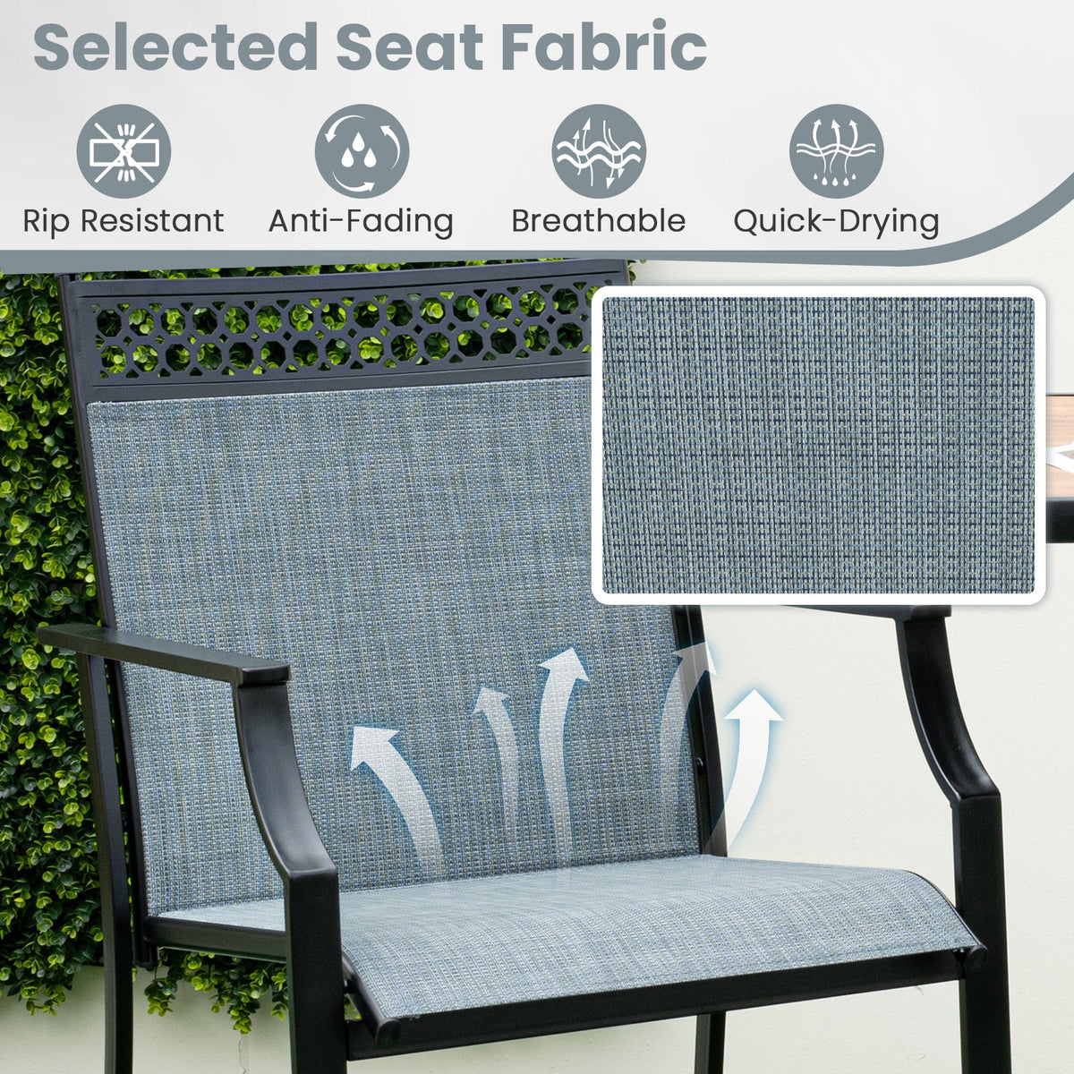 Outdoor Counter Stools Set of 2 Heavy-Duty Barstools with Footrest and Armrests, photo 6 of 10