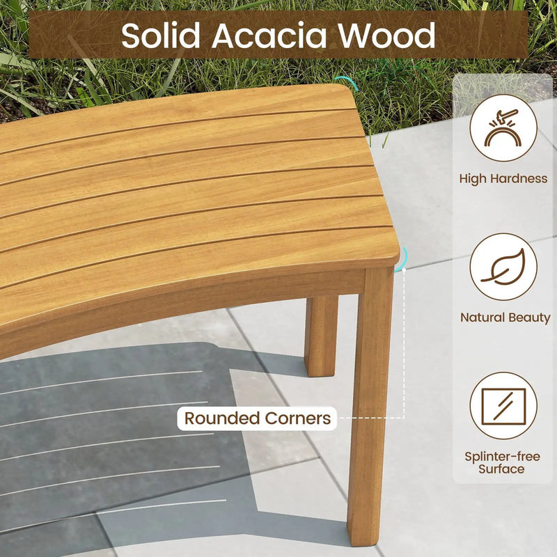 Outdoor Curved Acacia Wood Bench Set of 2/3/4 for Front Porch by DirectDeals