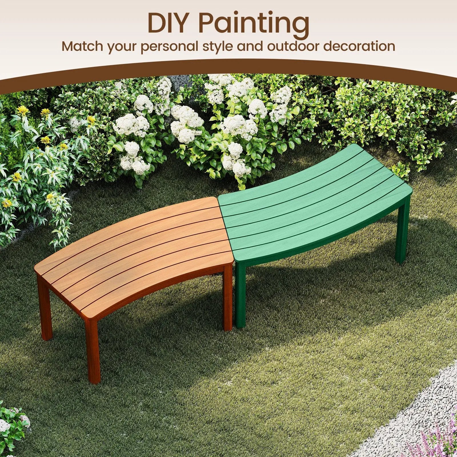 Outdoor Curved Acacia Wood Bench Set of 2/3/4 for Front Porch by DirectDeals
