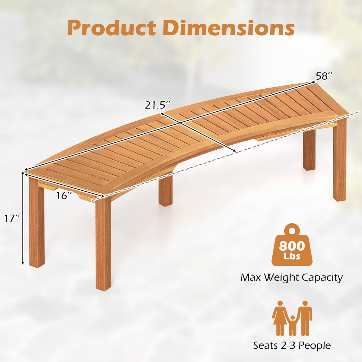 Outdoor Curved Acacia Wood Fire Pit Bench with Slatted Seat by DirectDeals