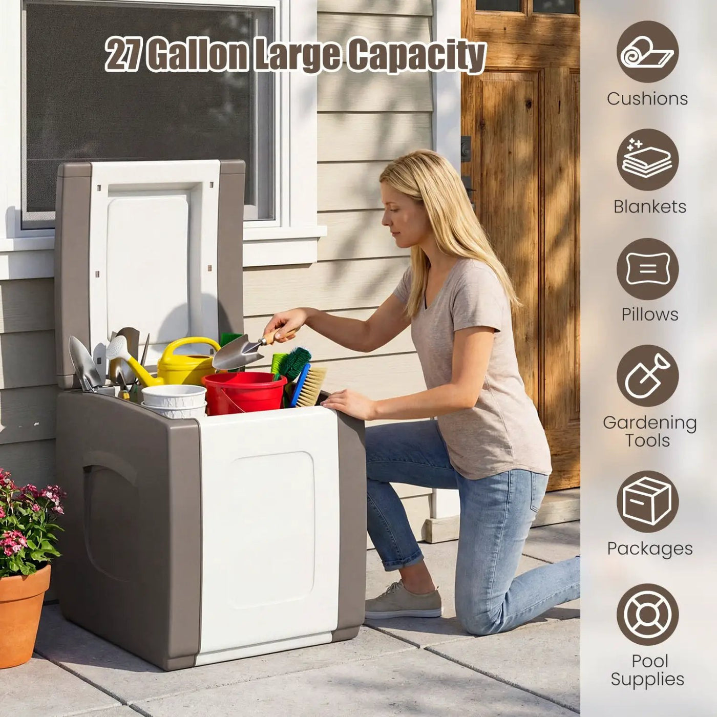 Outdoor Deck Box with Lid for Packages and Garden by DirectDeals