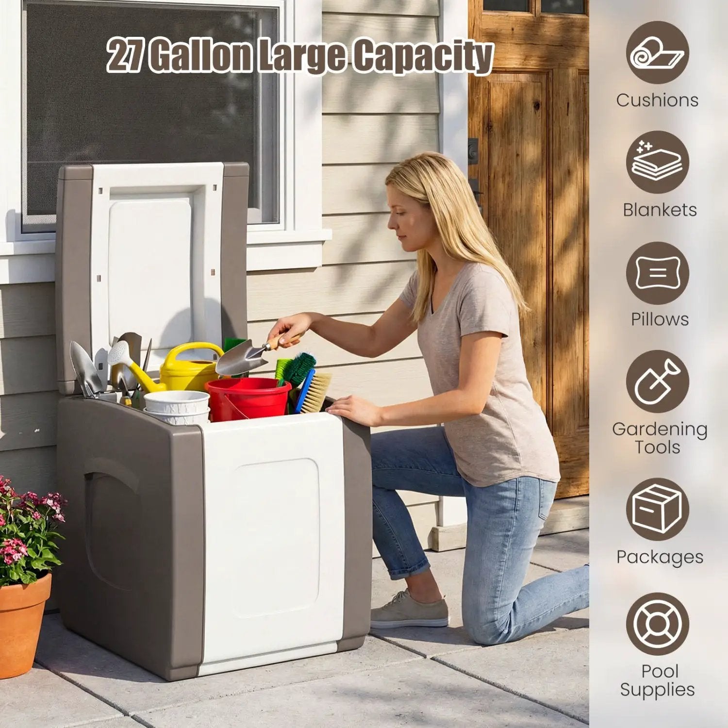 Outdoor Deck Box with Lid for Packages and Garden by DirectDeals