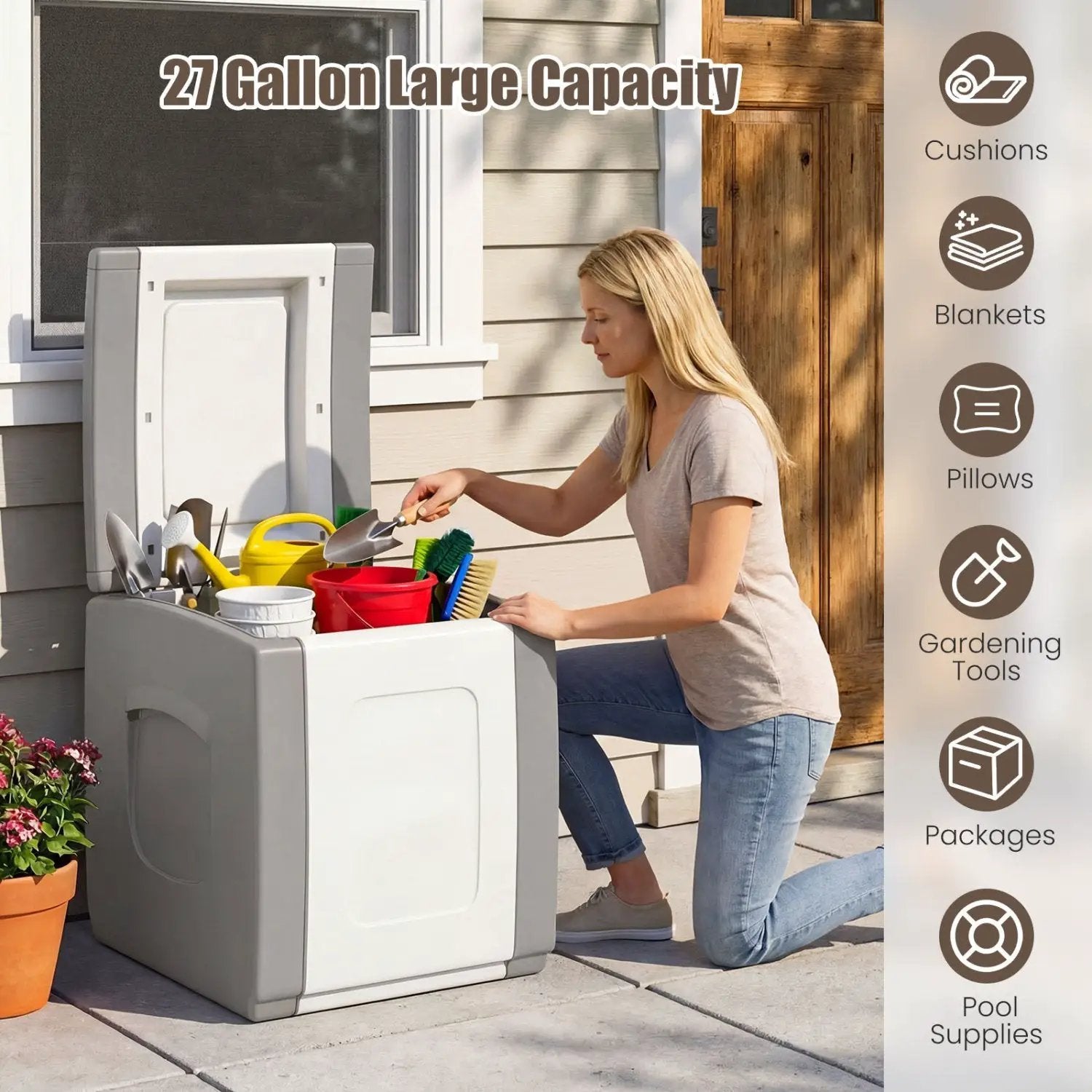 Outdoor Deck Box with Lid for Packages and Garden by DirectDeals