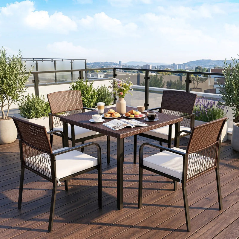 Patio Dining Chairs Set of 4 with Padded Cushions by DirectDeals