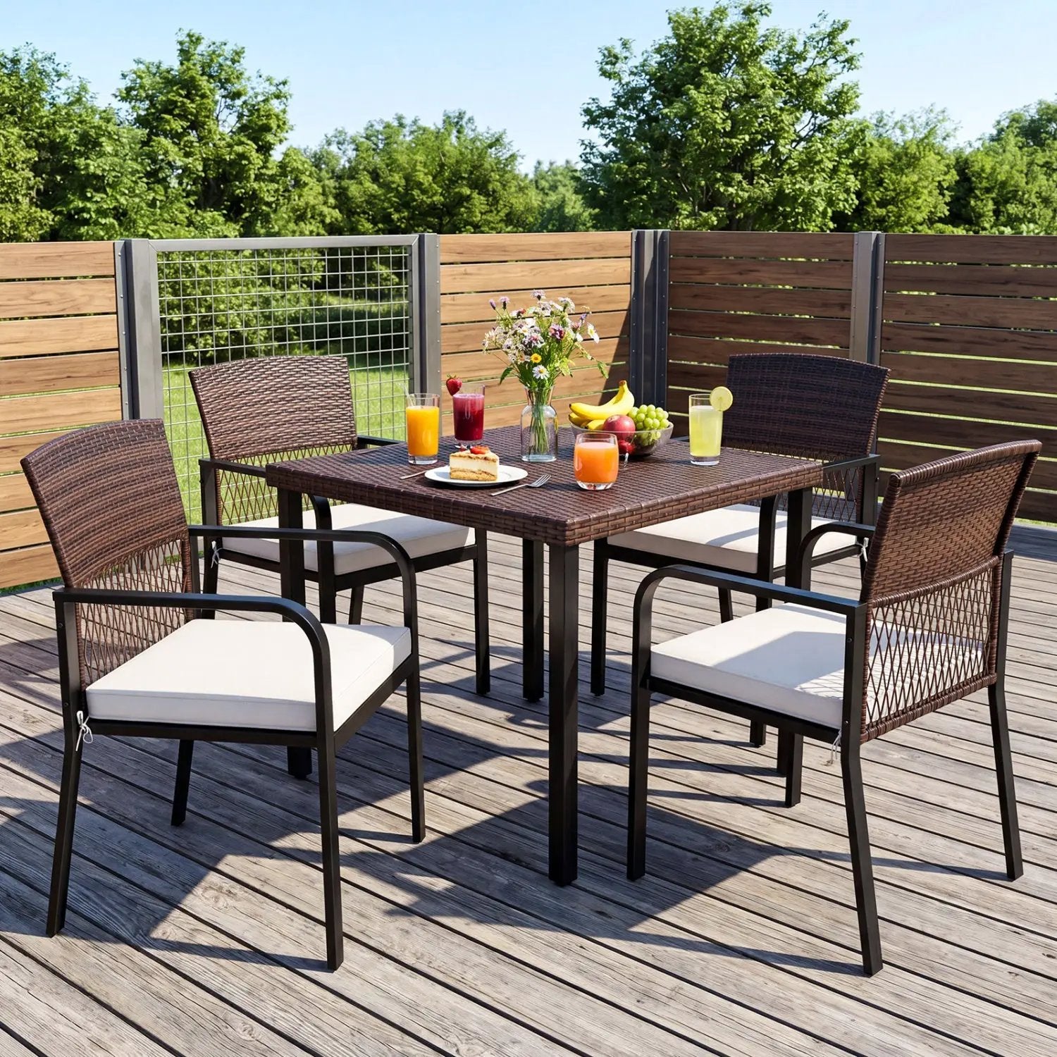 Patio Dining Chairs Set of 4 with Padded Cushions by DirectDeals