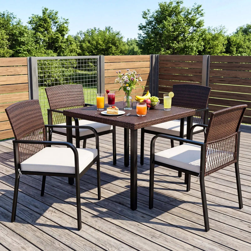 Patio Dining Chairs Set of 4 with Padded Cushions by DirectDeals