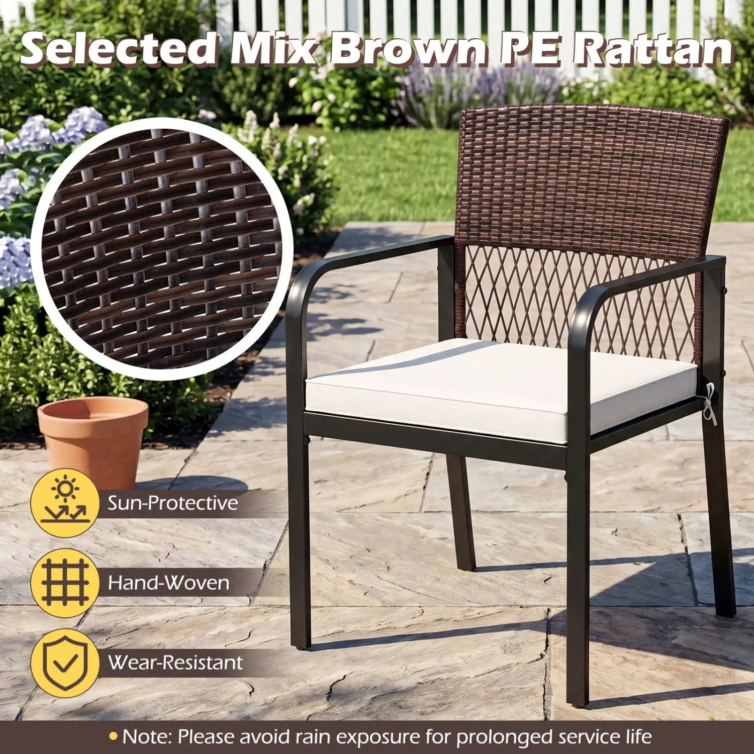 Patio Dining Chairs Set of 4 with Padded Cushions by DirectDeals