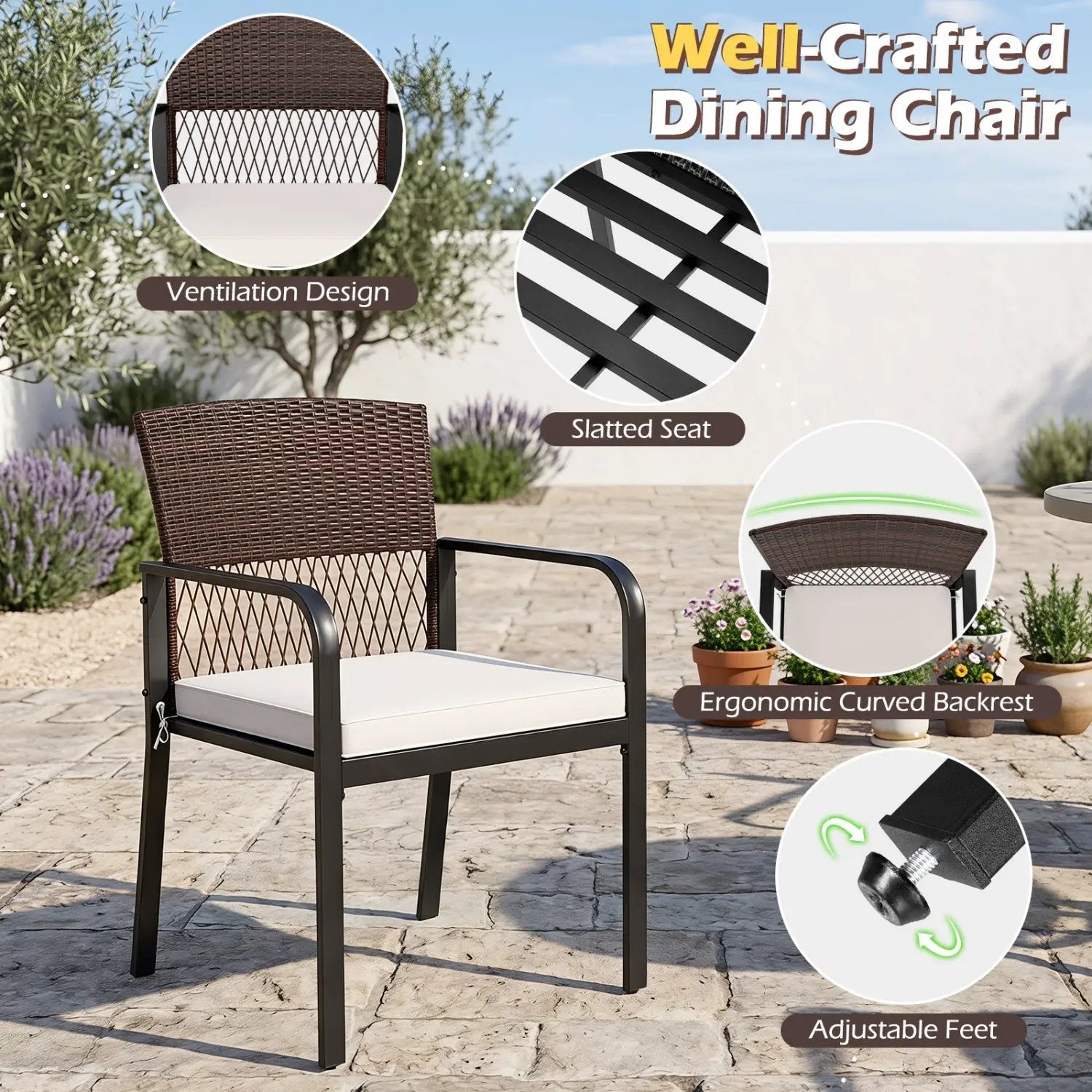 Patio Dining Chairs Set of 4 with Padded Cushions by DirectDeals