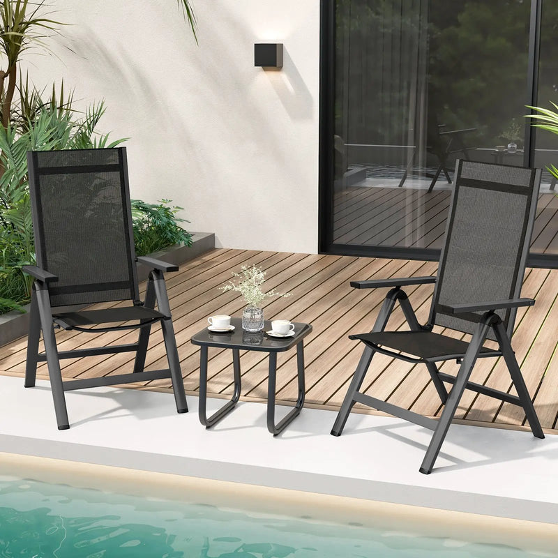 Outdoor Dining Chair with Soft Padded Seat and 7-Position Adjustable Backrest Set of 2-Black by DirectDeals