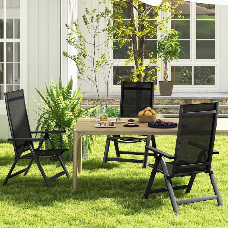 Outdoor Dining Chair with Soft Padded Seat and 7-Position Adjustable Backrest Set of 2-Black by DirectDeals