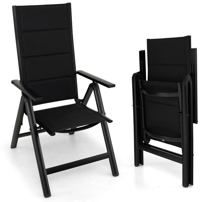 Outdoor Dining Chair with Soft Padded Seat and 7-Position Adjustable Backrest-Black by DirectDeals