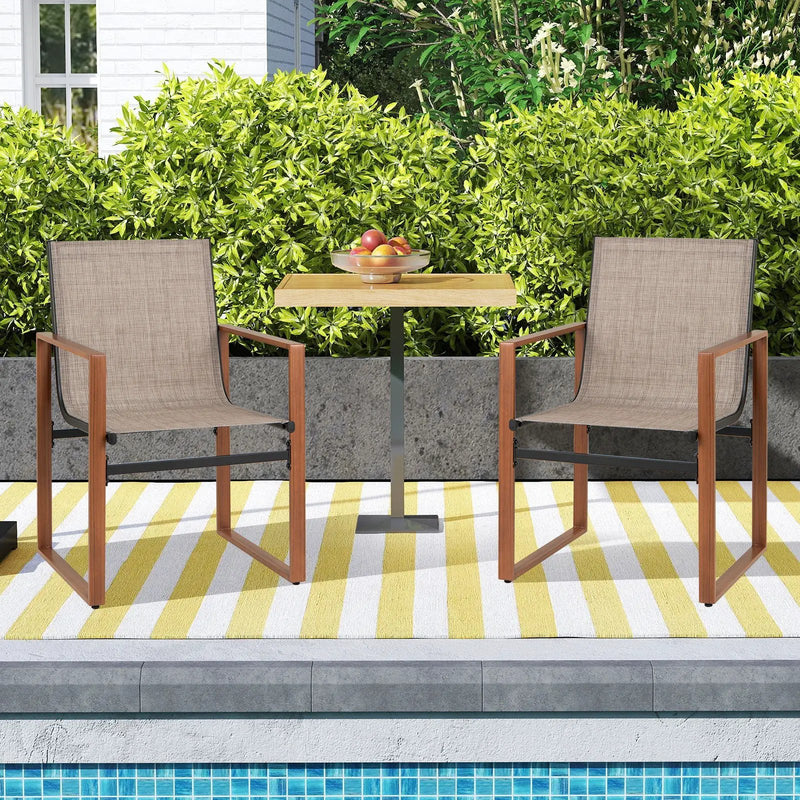 Outdoor Dining Chairs with Breathable Seat and Backrest Set of 2 by DirectDeals