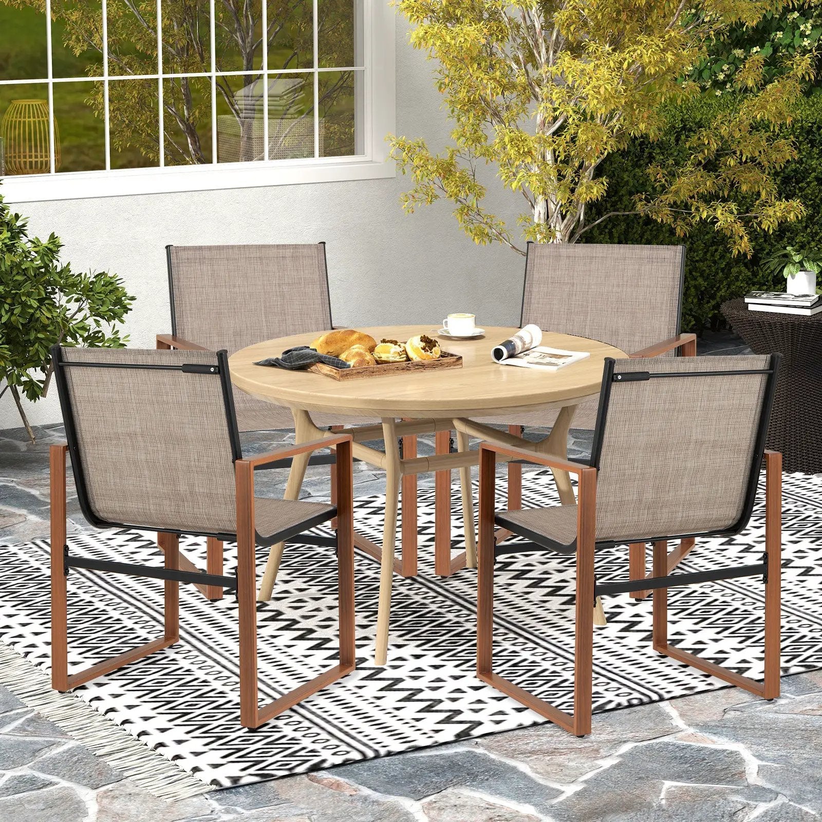 Outdoor Dining Chairs with Breathable Seat and Backrest Set of 2 by DirectDeals
