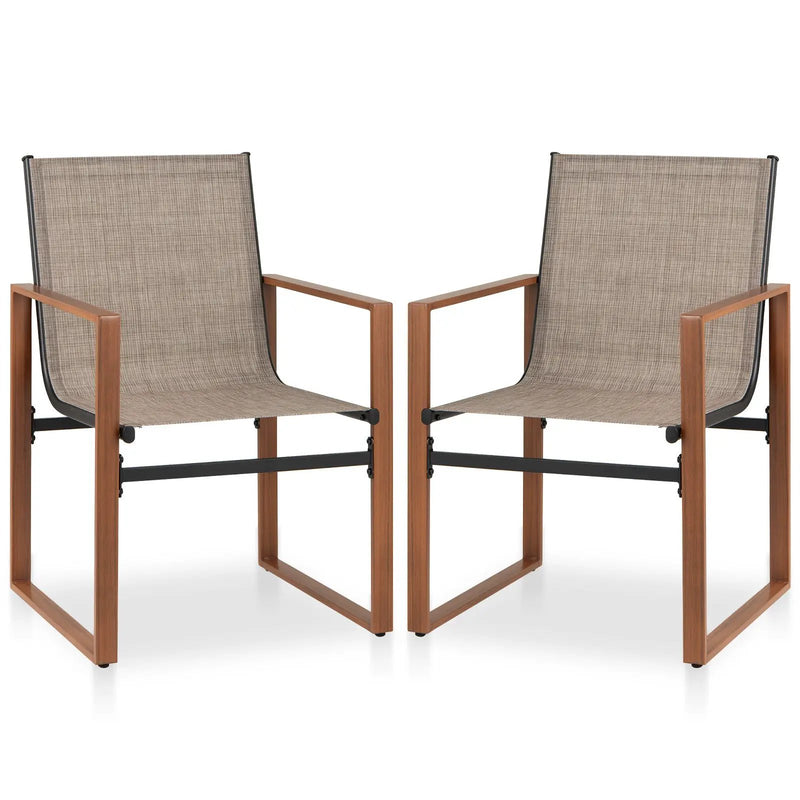 Outdoor Dining Chairs with Breathable Seat and Backrest Set of 2 by DirectDeals