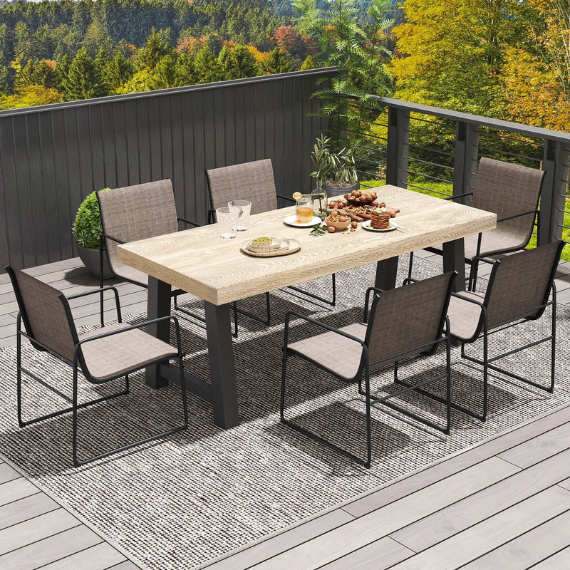 Outdoor Dining Chairs Set of 2 Patio Furniture Chair with Breathable Seat and Backrest-Brown by DirectDeals