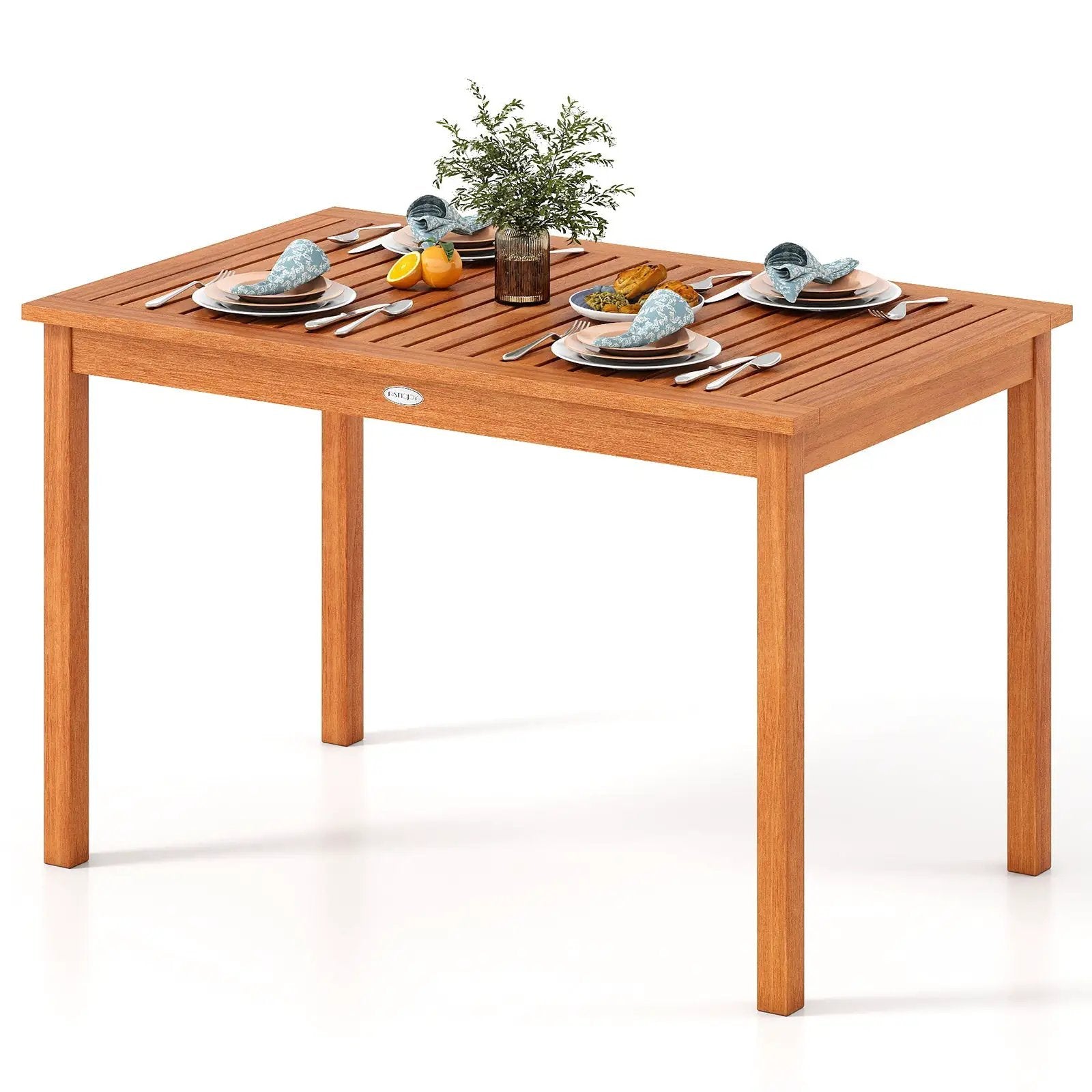 Outdoor Dining Table for 4-6 People 48 Inches Wood Rectangular Patio Table by DirectDeals