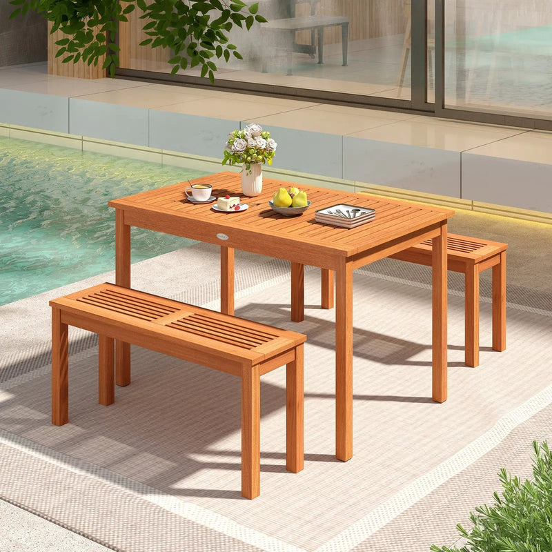 Outdoor Dining Table for 4-6 People 48 Inches Wood Rectangular Patio Table by DirectDeals