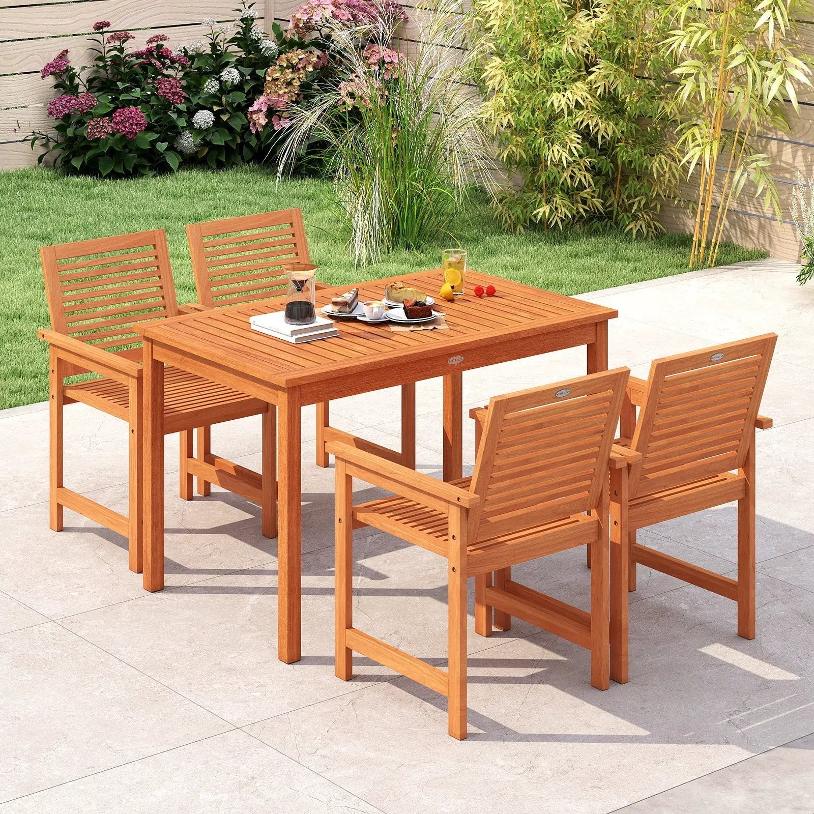 Outdoor Dining Table for 4-6 People 48 Inches Wood Rectangular Patio Table by DirectDeals