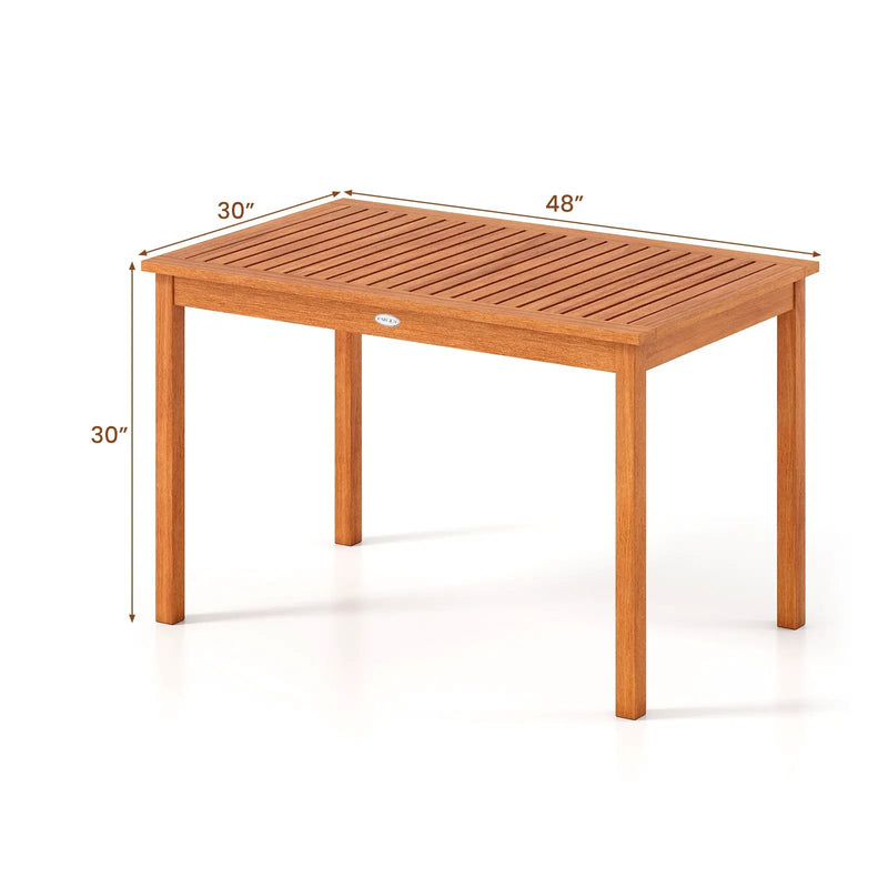 Outdoor Dining Table for 4-6 People 48 Inches Wood Rectangular Patio Table by DirectDeals