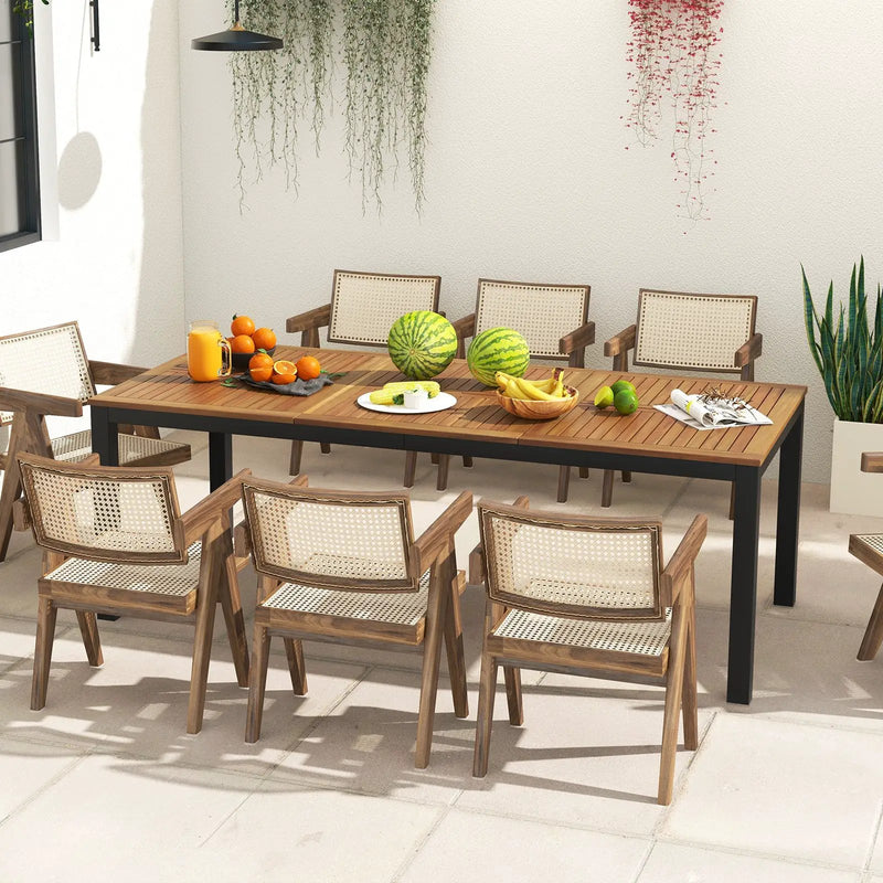 8-Person Outdoor Dining Table 79 Inch Acacia Wood Patio Table with Umbrella Hole by DirectDeals