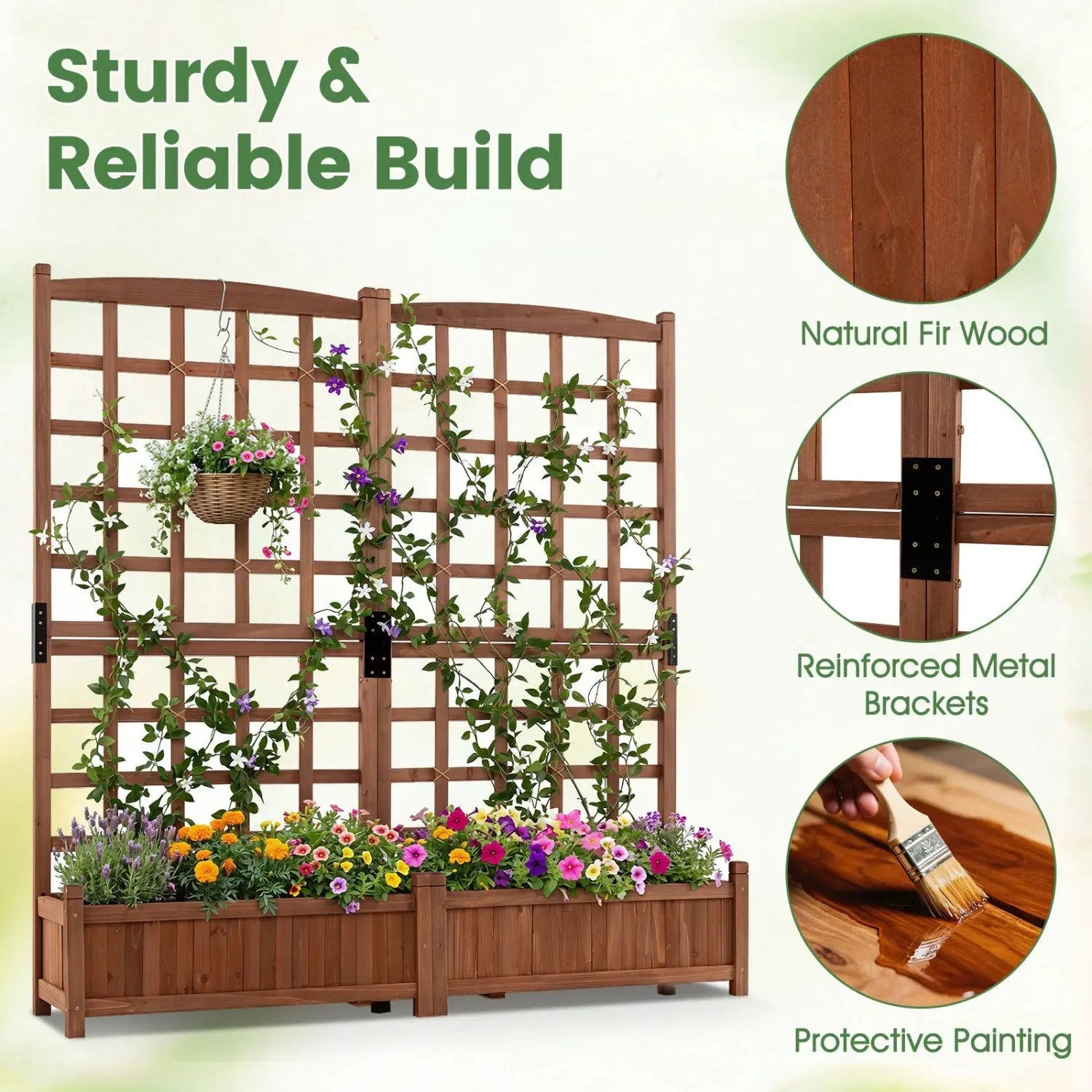 Dual Raised Garden Bed with Trellis and Drainage Holes by DirectDeals