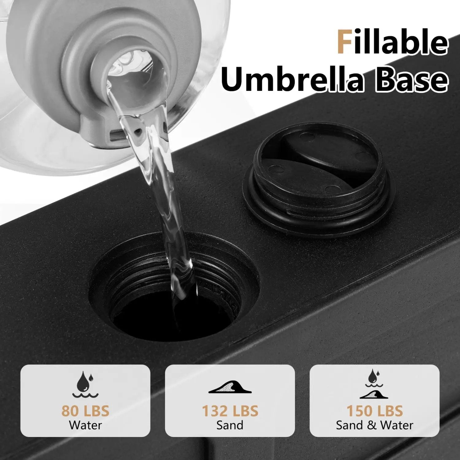 Fillable Umbrella Base with Wheels - Water/Sand Weighted by DirectDeals