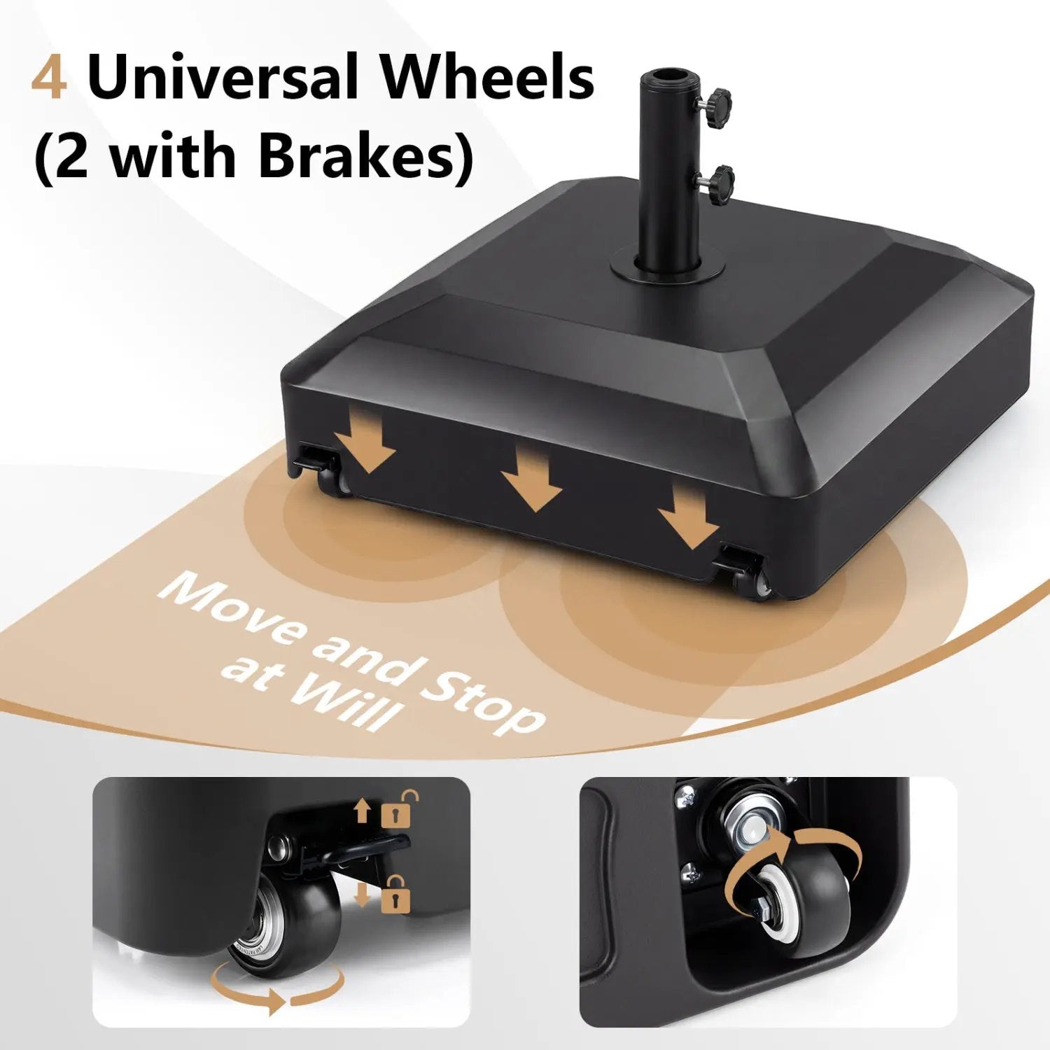 Fillable Umbrella Base with Wheels - Water/Sand Weighted by DirectDeals