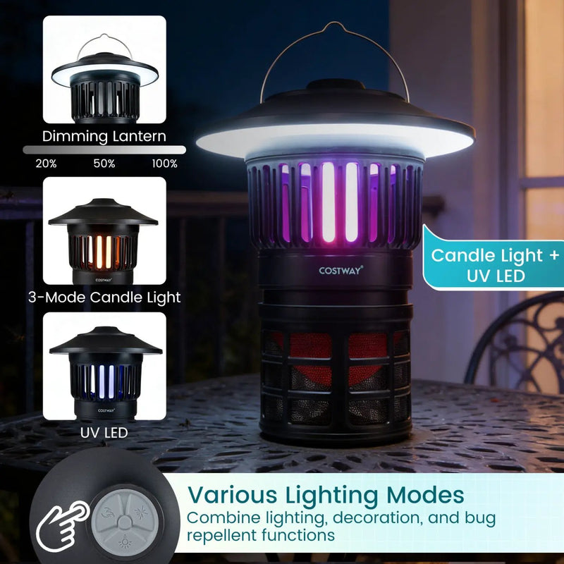 Outdoor Fly Trap with Light Rechargeable Electric Bug Catcher and Killer by DirectDeals