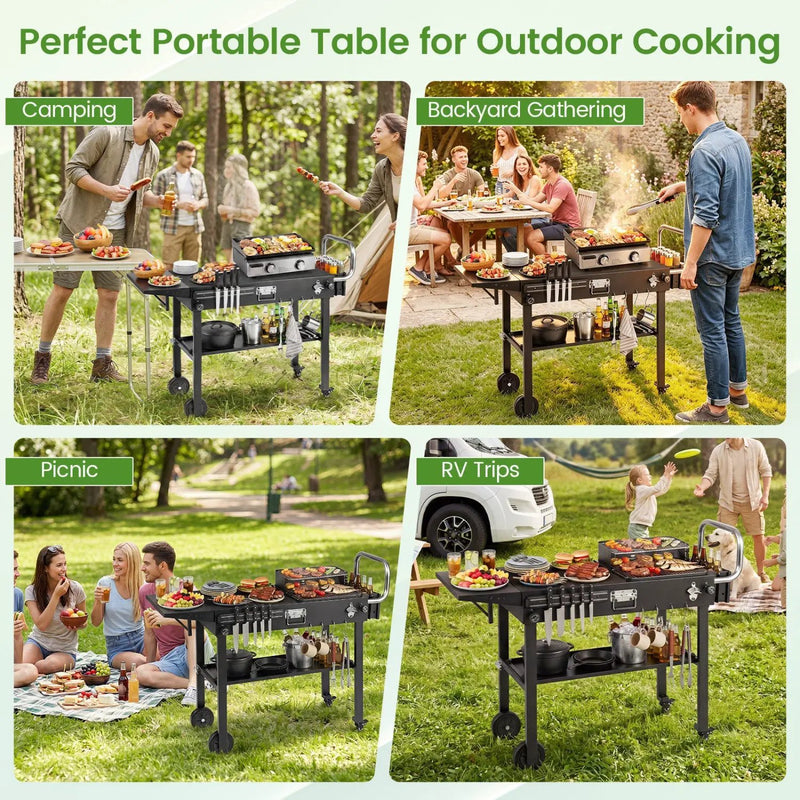 Foldable Grill Cart with 31" Tabletop & Storage Shelf by DirectDeals