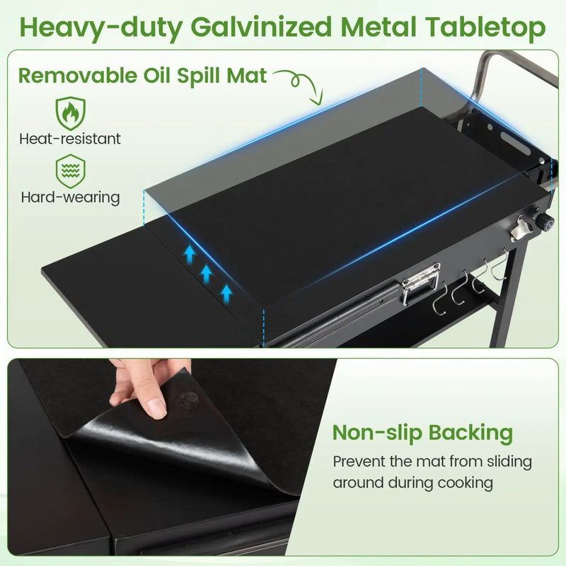 Foldable Grill Cart with 31" Tabletop & Storage Shelf by DirectDeals