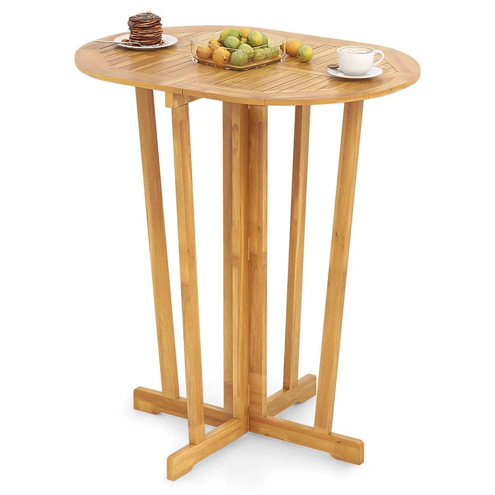 Outdoor Folding Bar Table with Oval Tabletop and Cross Base by DirectDeals