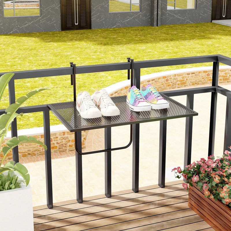 Outdoor Folding Hanging Table with Metal Frame-Black by DirectDeals