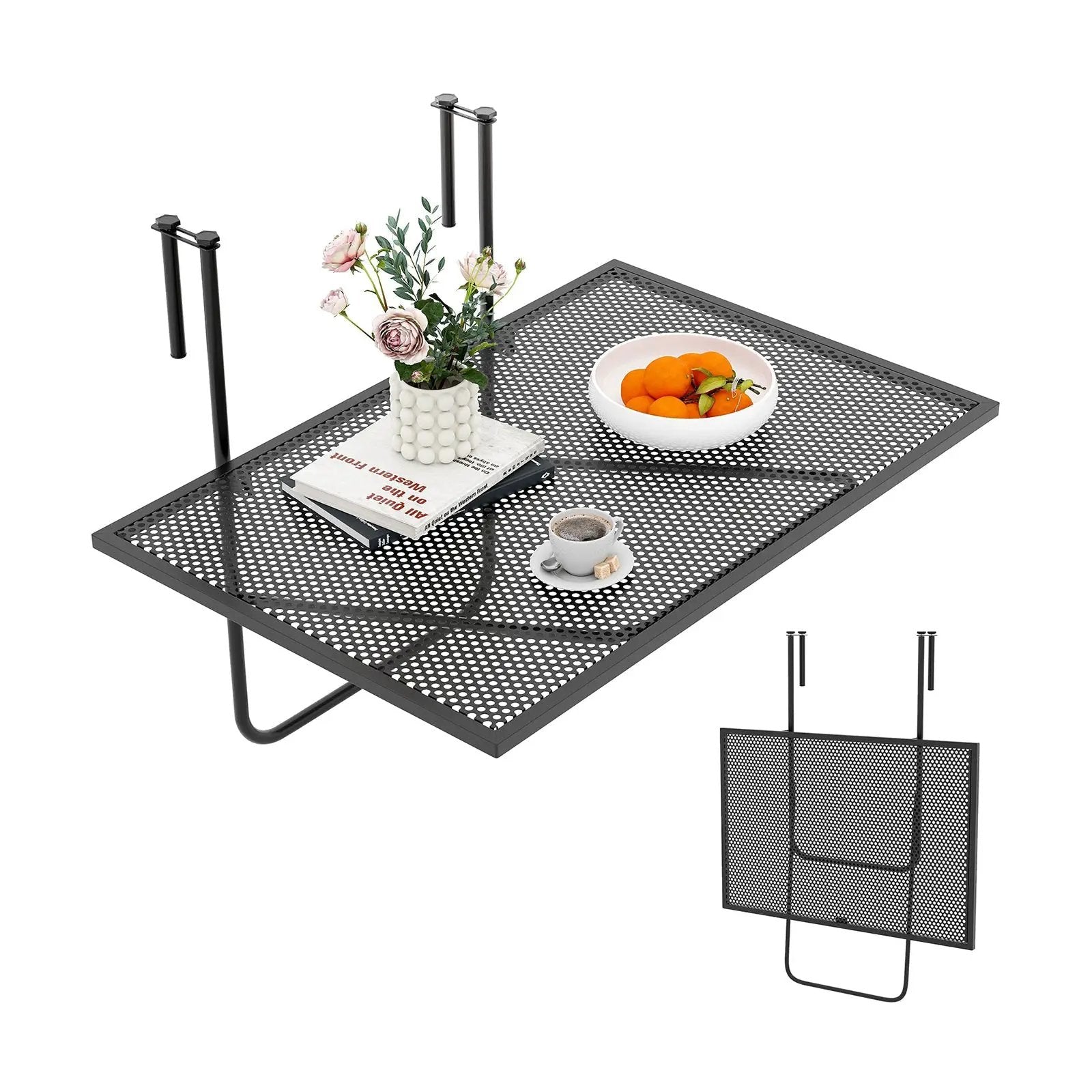 Outdoor Folding Hanging Table with Metal Frame-Black by DirectDeals