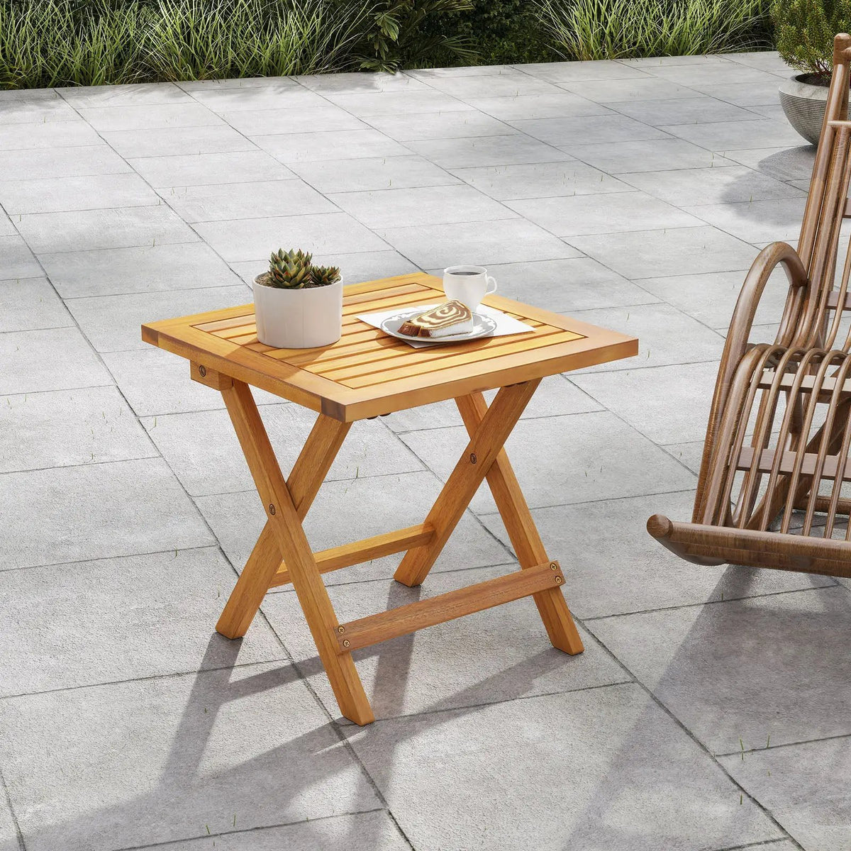 Outdoor Folding Side Table for Small Space and Garden by DirectDeals