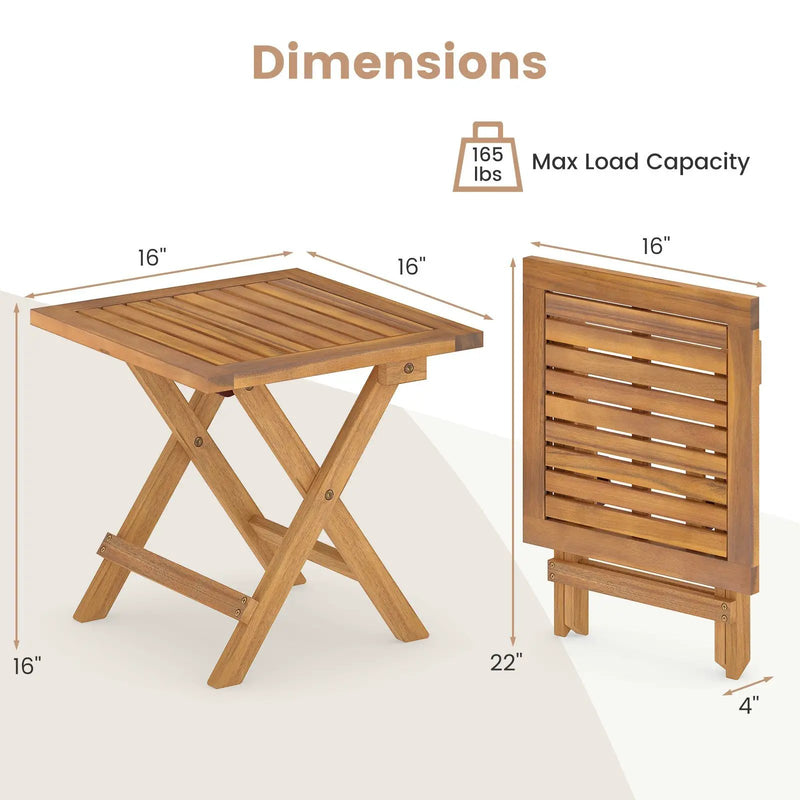 Outdoor Folding Side Table for Small Space and Garden by DirectDeals