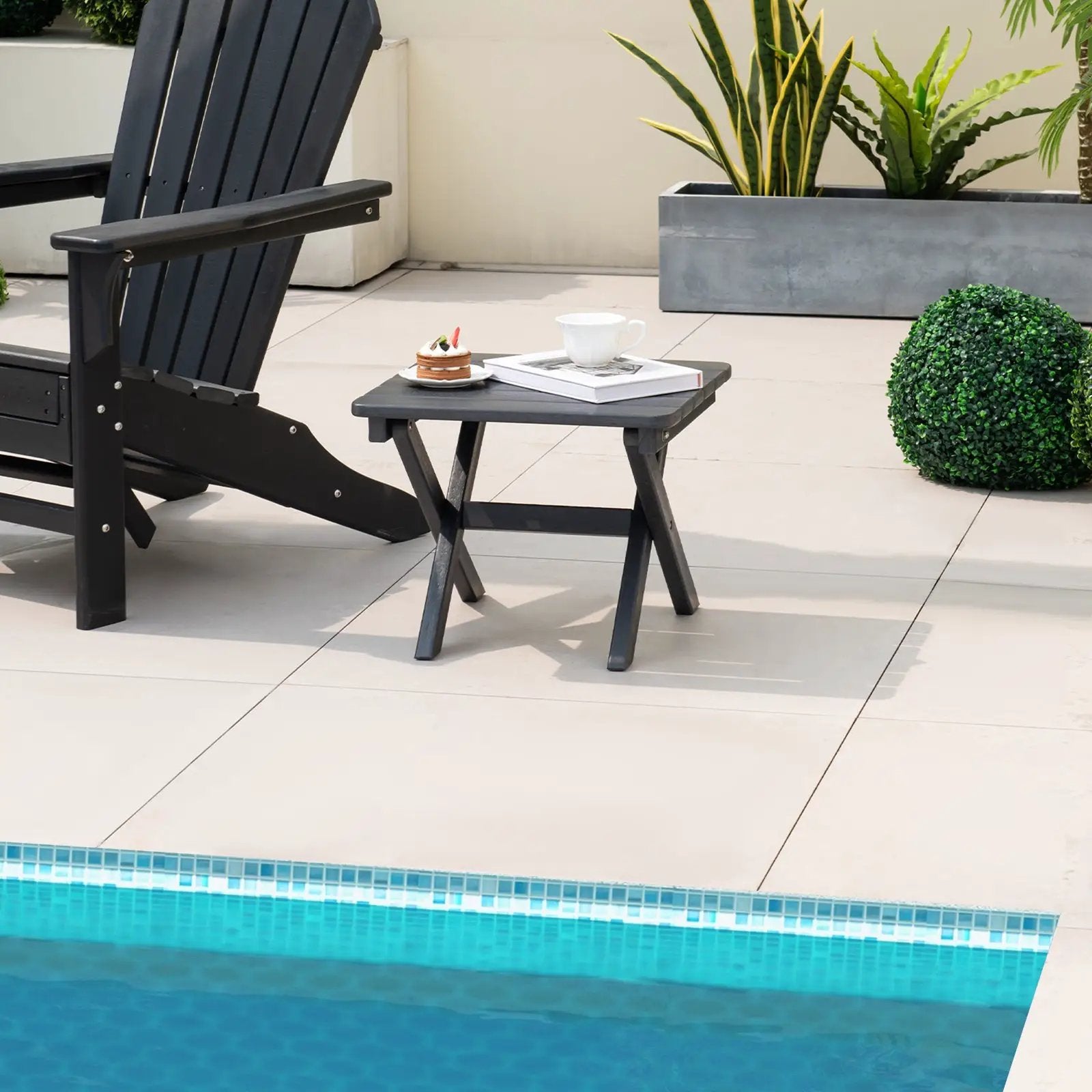 Outdoor Folding Side Table Foldable Weather-Resistant HDPE Adirondack Table by DirectDeals