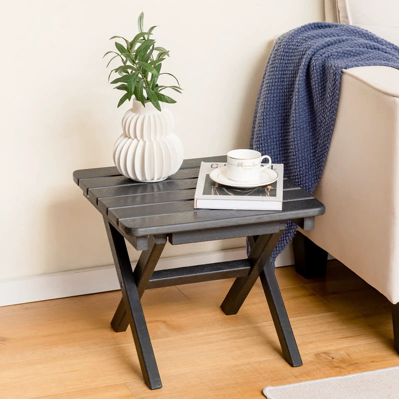 Outdoor Folding Side Table Foldable Weather-Resistant HDPE Adirondack Table by DirectDeals