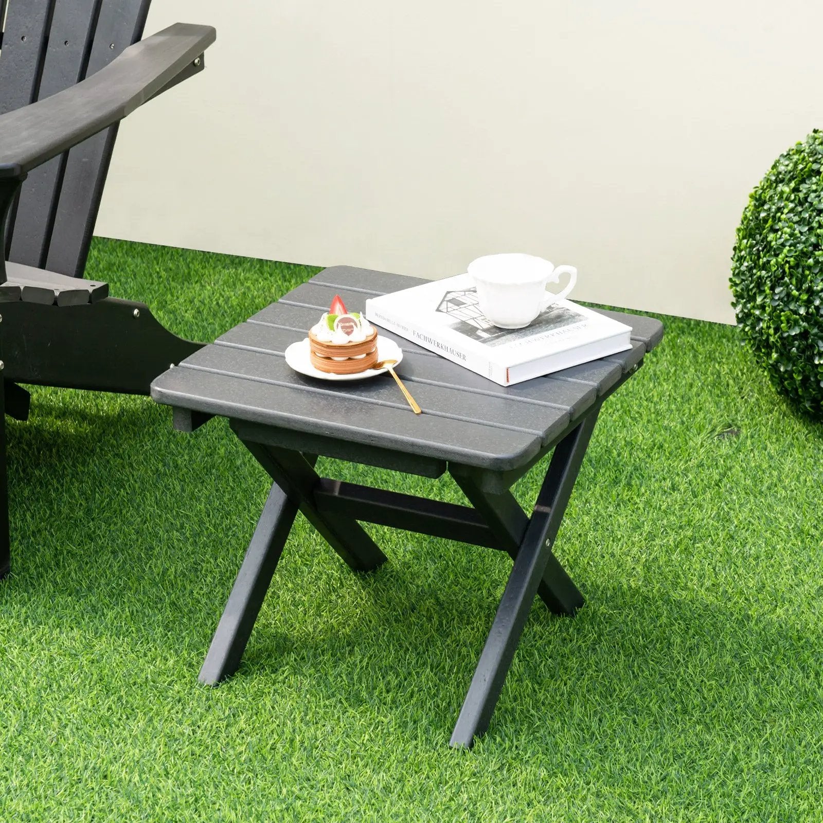 Outdoor Folding Side Table Foldable Weather-Resistant HDPE Adirondack Table by DirectDeals