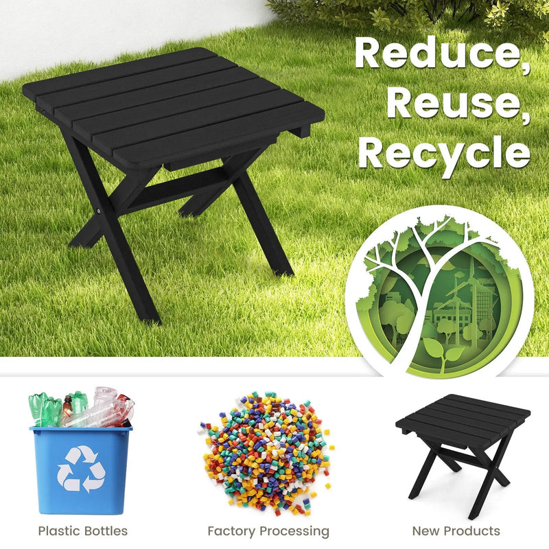 Outdoor Folding Side Table Foldable Weather-Resistant HDPE Adirondack Table by DirectDeals