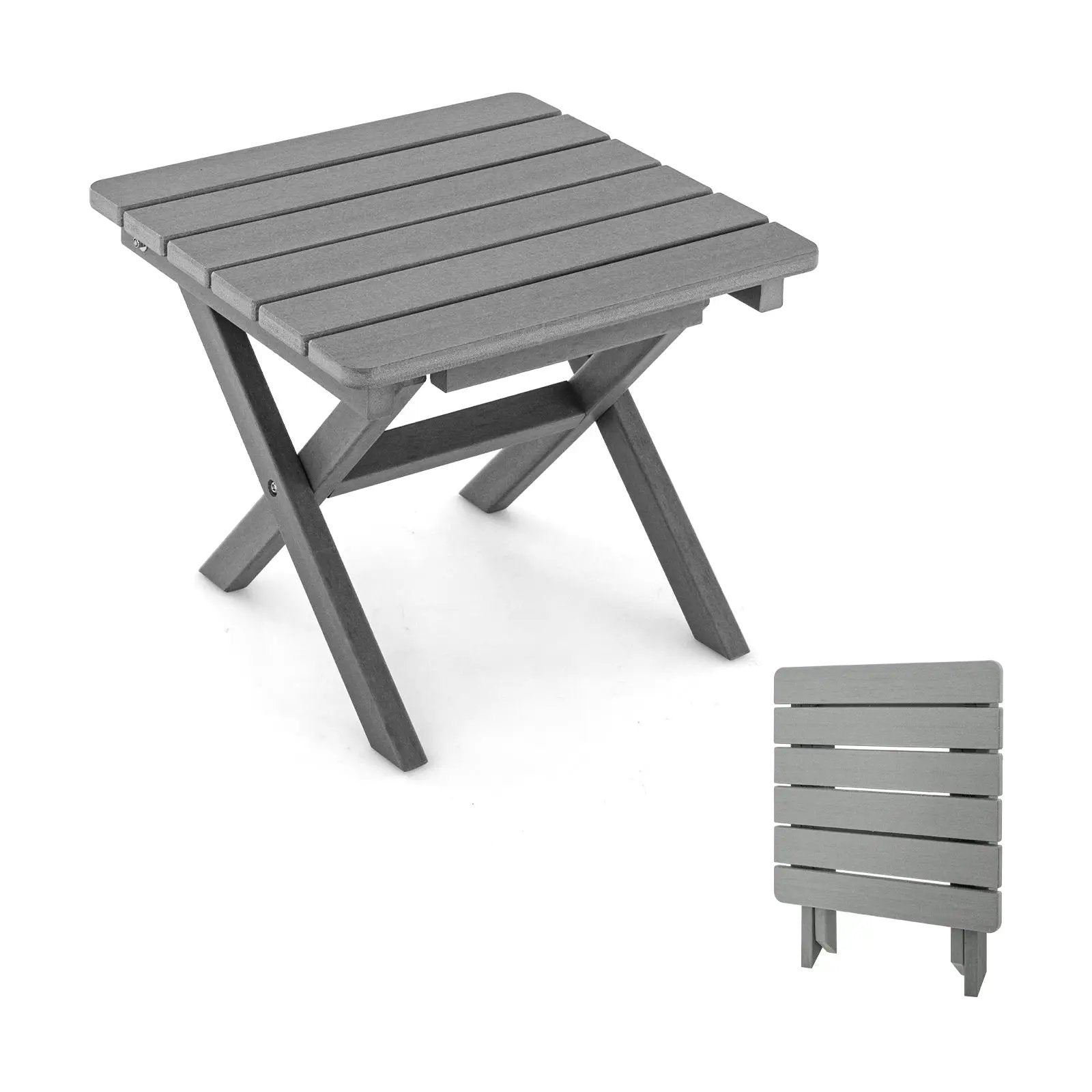 Outdoor Folding Side Table Foldable Weather-Resistant HDPE Adirondack Table by DirectDeals