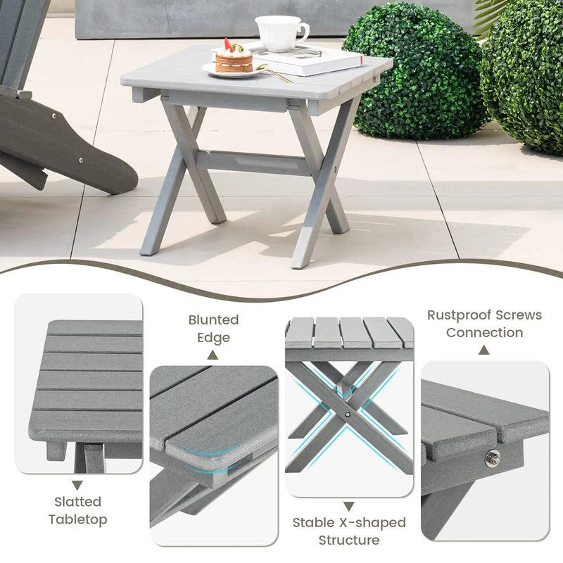Outdoor Folding Side Table Foldable Weather-Resistant HDPE Adirondack Table by DirectDeals