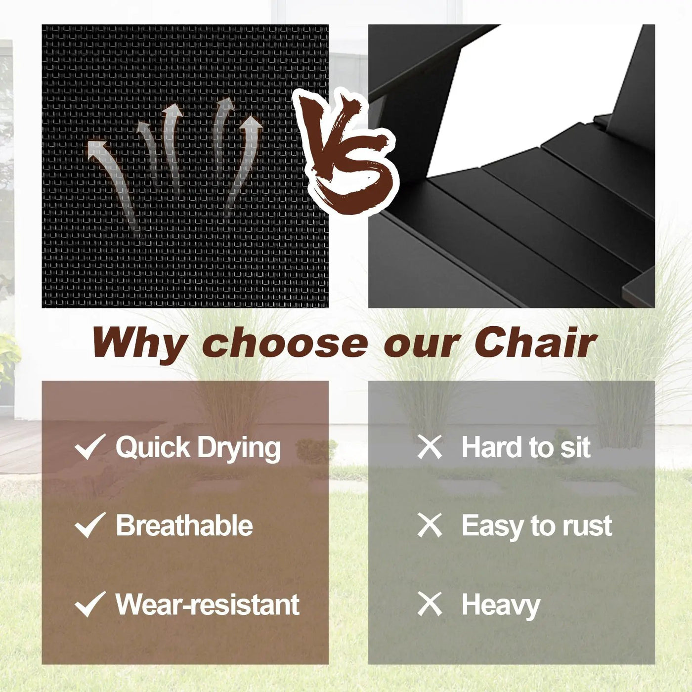 Outdoor Folding Sling Chairs Set of 4 with Armrest and Backrest by DirectDeals