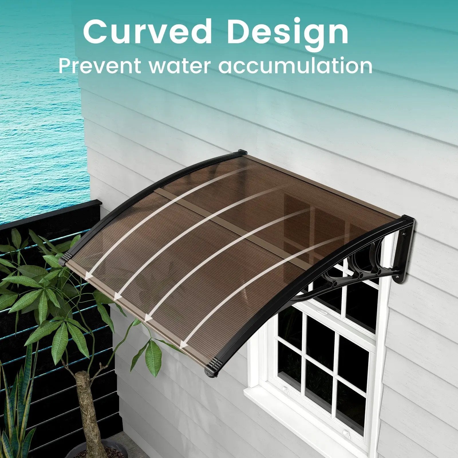 Outdoor Front Door Patio Overhang Awning for Sunlight Rain Snow Wind Protection by DirectDeals