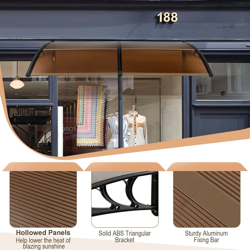 Outdoor Front Door Patio Overhang Awning for Sunlight Rain Snow Wind Protection by DirectDeals
