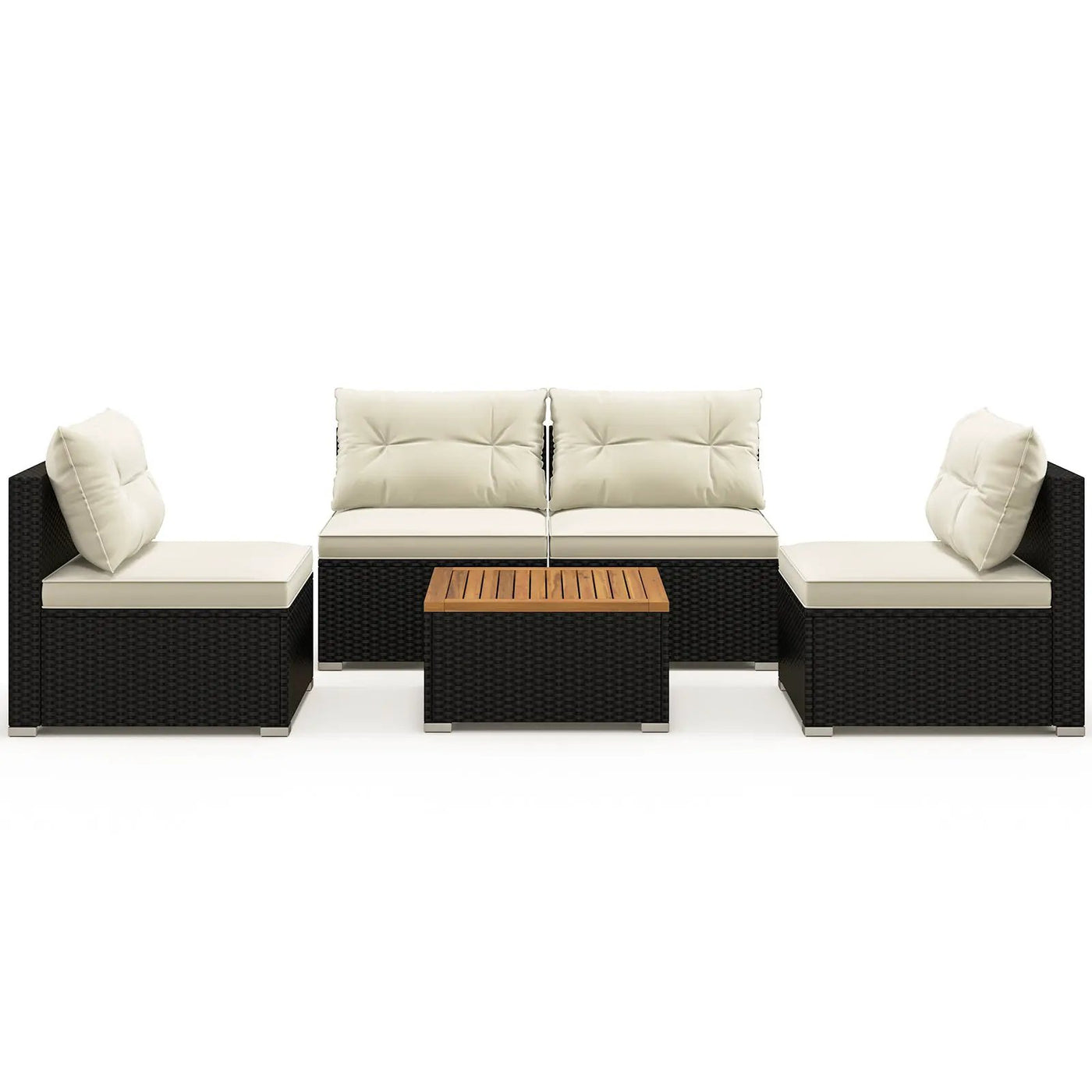 5 Piece Outdoor Furniture Set with Solid Tabletop and Soft Cushions by DirectDeals