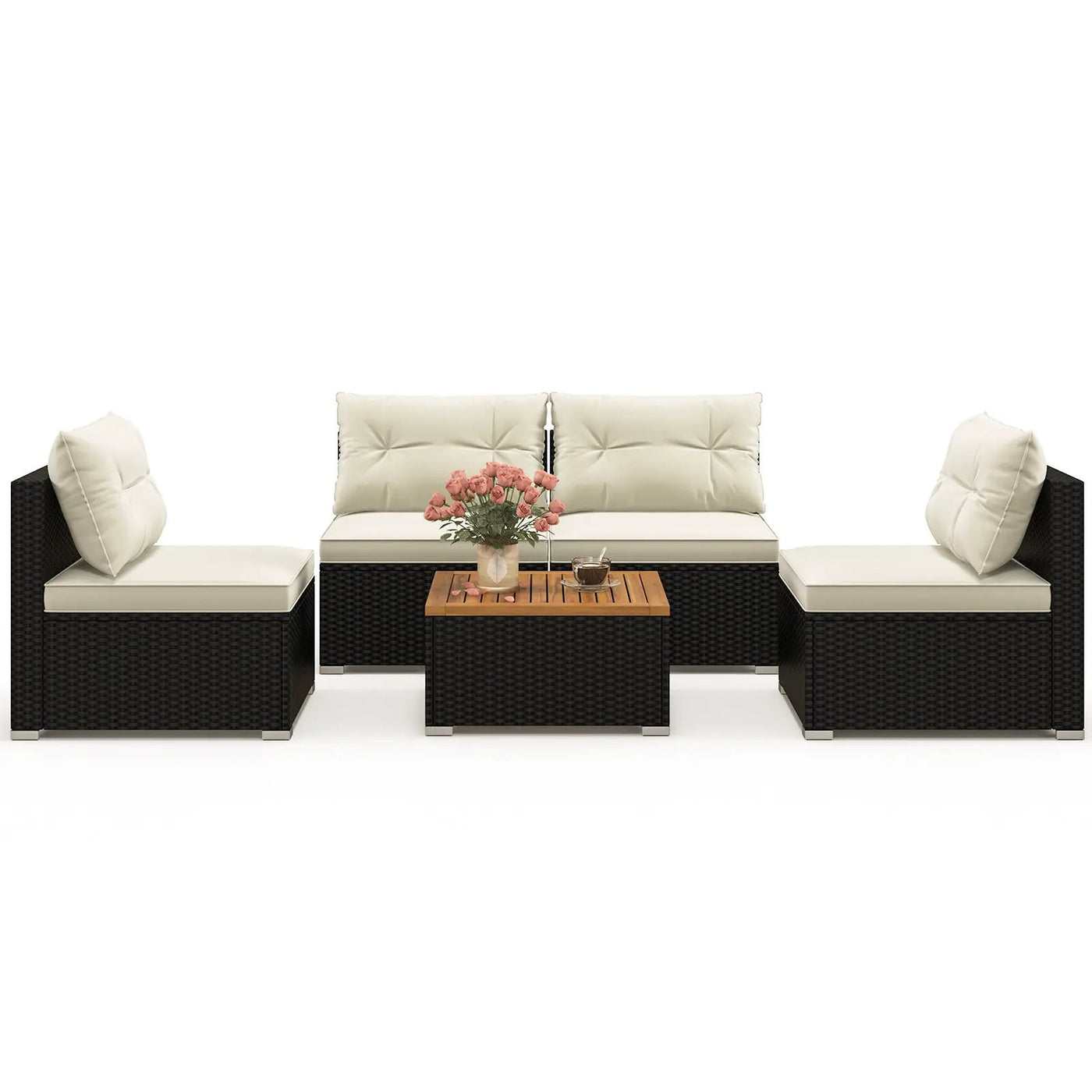 5 Piece Outdoor Furniture Set with Solid Tabletop and Soft Cushions by DirectDeals