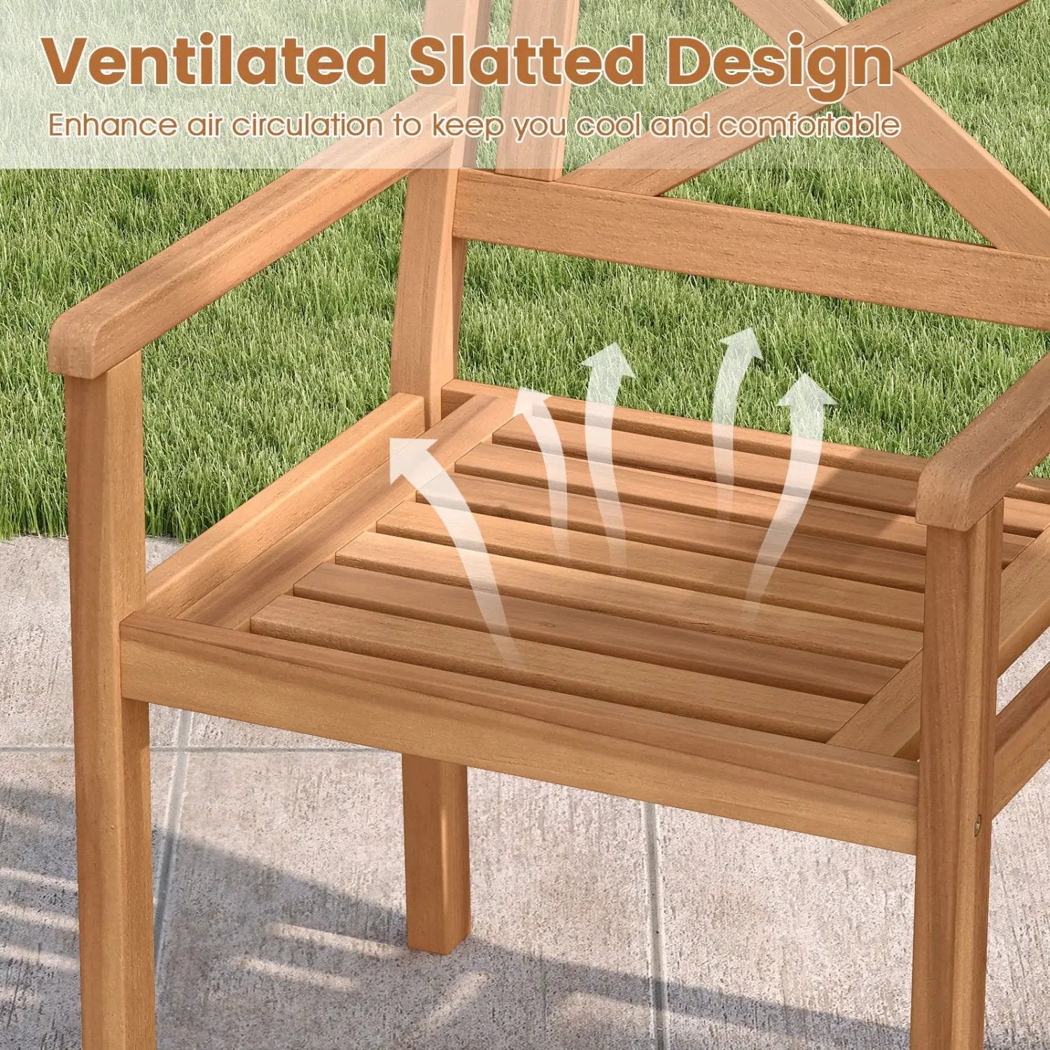 Outdoor Garden Acacia Wood Patio Dining Chairs for Porch by DirectDeals