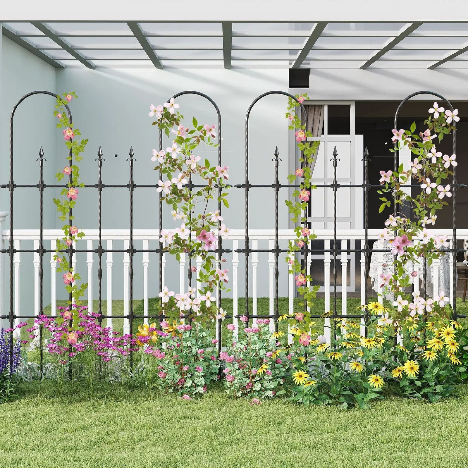 58 x 73 Inch Outdoor Garden Rose Arch Trellis for Climbing Plants by DirectDeals