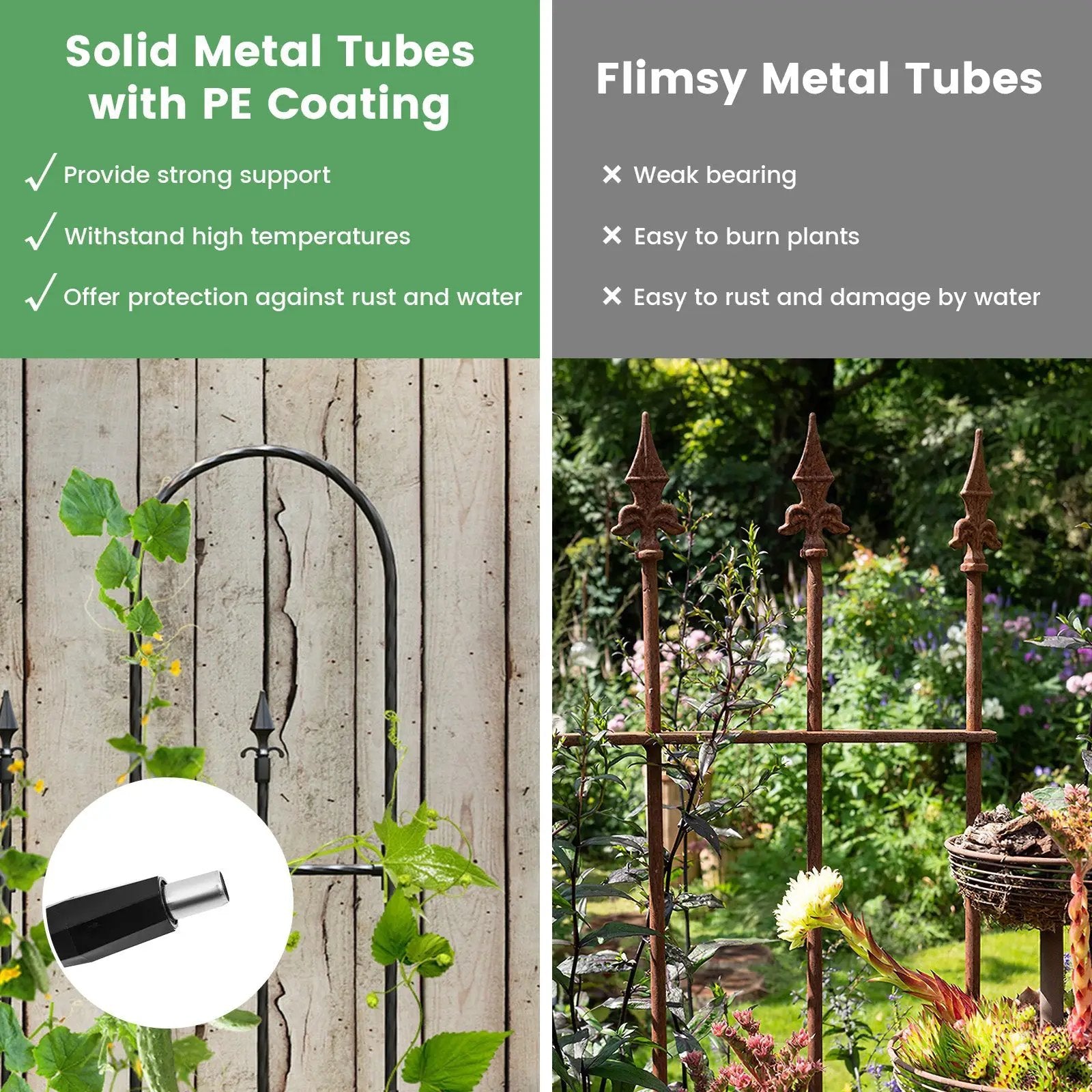 58 x 73 Inch Outdoor Garden Rose Arch Trellis for Climbing Plants by DirectDeals